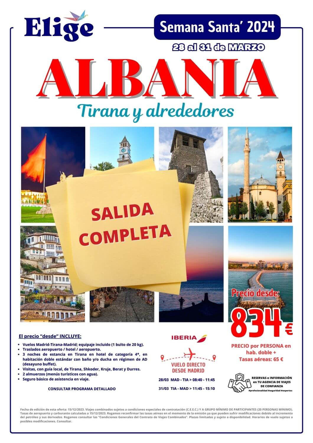 Circuito ALBANIA: TIRANA y ALREDEDORES, Semana Santa 2024, desde Madrid, 4 días-3 noches, vuelos directos, 3 noches de hotel 4*, traslados, visitas y 2 almuerzos, para Agencias de Viajes con Elige tu Viaje.